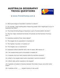 Test your knowledge of australia and share these awesome quizzes with your friends and peers to find out who the champion is! Australia Geography Trivia Questions Trivia Champ