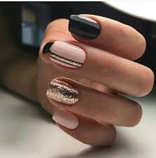 Black And Rose Gold Nails Design Pin On Luv