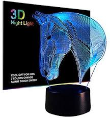 Wiscky 3d Electric Night Lights For Kids Children Night Lamp Horse Toys For Boys 7 Led Colors Changing Lighting Color Changing Led Cool Gifts Toys For Boys