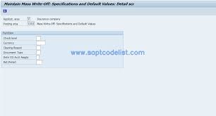 Check spelling or type a new query. Fqz03 Sap Tcode Fi Ca Mass Write Off Specifications Transaction Code