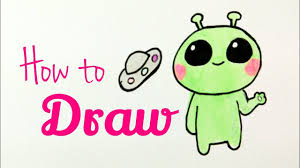Affordable and search from millions of royalty free images, photos and hand drawn seamless vector pattern with cute aliens, spaceships, constellations, on a. How To Draw Alien Drawing Cute Alien Tutorial Easy For Kids Youtube