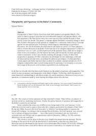 Pdf Marginality And Apostasy In The Baha I Community
