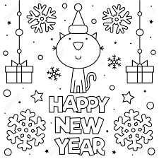 They feel comfortable, interesting, and pleasant to color. Happy New Year Coloring Page Black And White Vector Illustration Royalty Free Cliparts Vectors And Stock Illustration Image 112858113