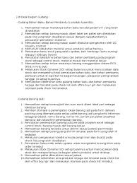 Contoh job description pada perusahaan. Job Desk Bagian Gudang Pdf