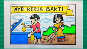 Gambar lucu dan animasi lucu. Cara Menggambar Tema Kerja Bakti Orang Sedang Kerja Bakti Youtube