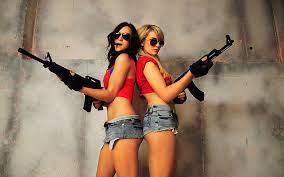 Custom made unique wallpaper designed to suit you with quick free worldwide shipping! Hd Wallpaper Babe Double Girl Girls Gun Guns Sexy Weapon Wallpaper Flare