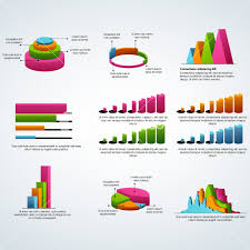 set of colorful statistical infographic elements as charts