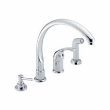 The diagram below is a general representation of this faucet type showing common replacement parts. Delta 174 Wf Chrome Single Handle Kitchen Faucet With Side Spray And Soap Dispenser From The Waterfall Series Faucetdirect Com