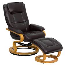Buy top selling products like carter's® by davinci® adrian swivel glider with ottoman in performance fabric and best chairs® bedazzle glider and ottoman. Contemporary Brown Leather Recliner And Ottoman With Swiveling Maple Wood Base By Flash Furniture