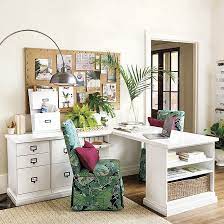Original Home Office Desk Return With Open Shelf Cabinet Ballard Designs In 2021 Feminine Home Offices Home Office Design Home Office Decor