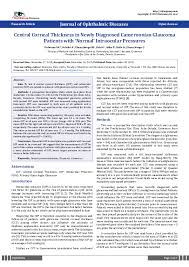 Pdf Central Corneal Thickness In Newly Diagnosed