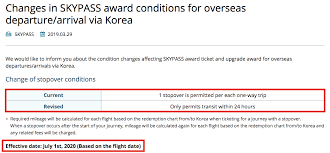 Korean Air Skypass Is Eliminating Their Free Stopover Option