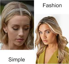 Tobeffect Multi Layers Metal Headbands for Women, 2Packs Fashion Thin Headband Silver Elegant Hairband, Non Slip Multi Layered Headpiece Hair