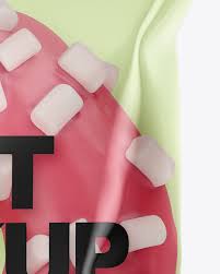 Plastic Bag With Pink Glazed Donut With Marshmallows Mockup In Bag Sack Mockups On Yellow Images Object Mockups