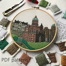 Edinburgh Scotland United Kingdom Hand Embroidery Pattern Etsy Embroidery Hoop Art Diy Hand Embroidery Hand Embroidery Pattern