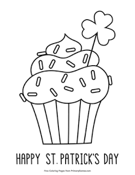 Color these great free printable coloring pages full of shamrocks, leprechauns, rainbows, pot o' gold and lots and lots of luck. St Patrick S Day Cupcake Coloring Page Free Printable Pdf From Primarygames