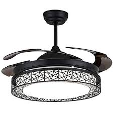 Ceiling fans may still be notorious for being eyesores, but plenty of models now exist without the gaudy candelabra lights and annoying pull chains. 42 Inch Ceiling Fans Lights 4 Retractable Blades Led Ceiling Fan Three Color Change Chandelier With Remote Control Black Walmart Com Walmart Com
