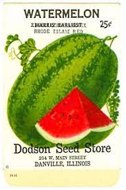 Danville Il Dodson Seed Store Rhode Island Watermelon Seed Packet Scarce 1930 S