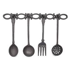 A good way to enhance the beauty of an antique home is to make use of a large wall decor made of wrought iron. Funly Mee Kitchen Restaurant Cutlery Spoon Wall Decoration Cast Iron Wall Decor With Fork And Spoon For Rustic Kitchen Or Dinning Room Pricepulse