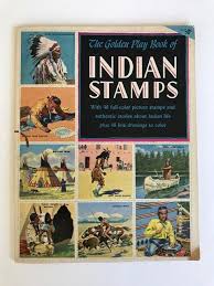 Golden Play Book Of Indian Stamps 1954collectible 48 Full Etsy Play Book Stamp Line Drawing
