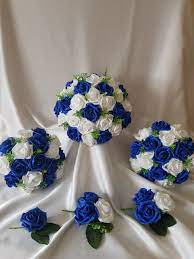 Wedding flower terminology, budget, tips and inspiration to help you make those pesky floral decisions. Royal Blue White Rose Foliage Wedding Collection Sara S Fine Flowers Birmingham Artificial Wedding Flowers