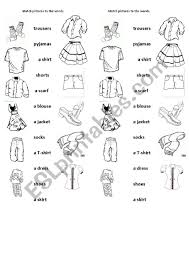 Match words and pictures match the word and pictures that start with the letters. Match Words To The Pictures Clothes Esl Worksheet By Lonka