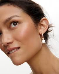 Viola Silver Tone Star Charm Drop Earrings