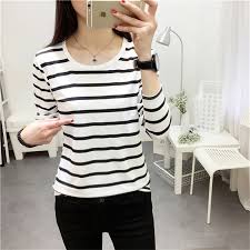 Women's long sleeve black and white striped shirt. 2020 Striped Shirt Long Sleeve Black And White Stripes T Shirt Women Loose Student Bottom T Shirt Basic Classic Top Dropshipping Stripe T Shirt Women T Shirt Womenstripe T Shirt Aliexpress