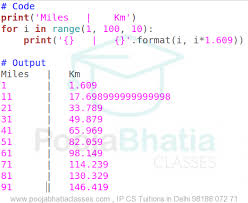 1 kilometre = 1000 metres. 9 Write A Program That Prints A Table On Two Columns Table That Helps Converting Miles Into Kilometres Pooja Bhatia Classes
