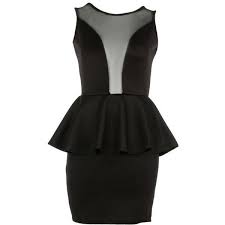 Black Sheer Mesh Front Peplum Dress 24 Liked On Polyvore Peplum Dress Dresses Dress To Impress