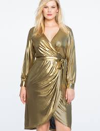 Metallic Knit Wrap Dress Women S Plus Size Dresses Eloquii Knit Wrap Dress Plus Size Retro Dresses Plus Size Dresses