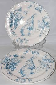 Black And White Toile Dinnerware Set Maxcera Blue White Toile Easter Bunny Rabbit Set 2 Dinner Plates New Spring Easter Bunny Rabbit Blue And White Easter Bunny