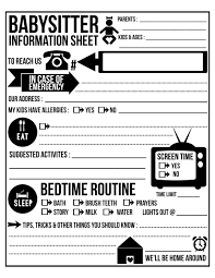 Babysitter Information Sheet Babysittersheet Babysitter Babysitter Printable Babysitting Kit Babysitter