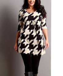 Black And White Plus Size Outfits This Black White Houndstooth Empire Waist Tunic Plus Is Perfect Zulilyfinds Black Houndstooth Zulily Clothes White Houndstooth