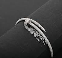 Lustro Stella Finest CZ Nail Bangle Bracelet in Rhodium Over Sterling  Silver (7.50 In)