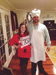 I love the idea of everyone picking a character to match the first letter of their name. Pregnant Halloween Costumes Couple Costumes Pregnant Couple Costumes Pregnant Halloween Halloween Costume Meme Couples Costumes