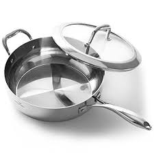 Homi Chef Ecological 3ply Stainless Steel Multipurpose Large Saute Pan With Lid 11 Diameter X 35 Height 5 Cookware Set Nonstick Stainless Steel Pans Saute Pan