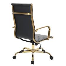 Well, it's not 100% done, but i'd like to show you the first office reveal. Leisuremod Harris High Back Faux Leather Office Chair With Gold Frame In Black Hotg19bll