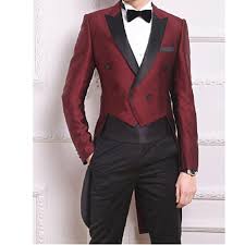 Prom Black And Burgundy Suit New Tailcoat Burgundy Suits For Mens Weddings Vogue Groom Tuxedos Back Vent Double Breasted Man Pa Tuxedo Suit For Wedding Vintage Suit Men Suits Men Business