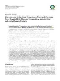 PDF) Cinnamomum zeylanicum , Origanum vulgare , and Curcuma longa Essential  Oils: Chemical Composition, Antimicrobial and Antileishmanial Activity