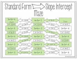 Standard Form Algebra 1 Worksheets Slope Intercept Form Slope Intercept Standard Form