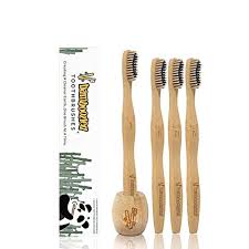 Bamboo toothbrush holder x2 + mini pottery cup x8 + comes with two bamboo toothbrush (travel with or children) size: Bamboozled Bamboo Toothbrush Bpa Free Charcoal Infused Soft Bristles Environmentally Friendly