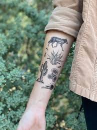 Fake tattoos by real artists! Desert Wild Temporary Tattoo Collection Coyote Agave Etsy