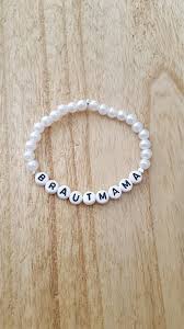 Armband Brautmama Hochzeit Namensarmband Wachsperlen Weiss Herz Mit Bildern Namensarmband Armband Armband Perlen