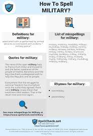 Military time is not only used by the military, but is also used by law enforcement and hospitals. How To Spell Military And How To Misspell It Too Spellcheck Net