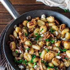 Potato Gnocchi With Mushrooms And Feta Recipe Yummly Recipe Feta Recipes Recipes Food