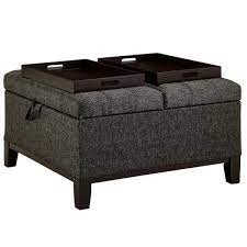 Why sacrifice function for beauty. Homesullivan Dark Grey Fabric With 2 Trays Lift Top Storage Ottoman 40941ot Dgf The Home Depot