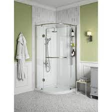 Corner showers are a great addition to small bathrooms. Glacier Bay Glamour 36 In X 76 40 In Corner Drain Corner Shower Kit In White And Satin Nickel Hardware Gbsh135 Bath Add Some Glam To Your Life With The Luxurious Glam