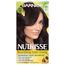 Garnier Nutrisse Nourishing Color Creme 20 Soft Black In 2021 Nourishing Hair Hair Color Natural Hair Color