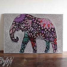 バリ島の絵画 インテリア バリアート アジアンアート バリ島 象の絵 ゾウ ドットアート カラフル バリモダン リゾートスタイル バリ絵画 w135 h85 絵画 インテリア バリアート ドットペインティング 象の絵 絵画 インテリア